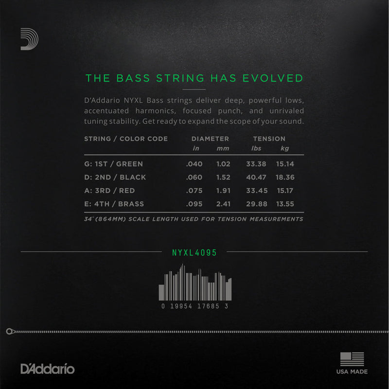 D'Addario NYXL4095 Long Scale Bass Guitar Strings - Super Light 40-95