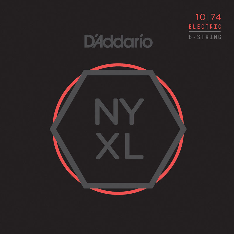 D'Addario NYXL1074 Nickel Wound 8 String Electric Guitar Strings - Light Top/Heavy Bottom 10-74