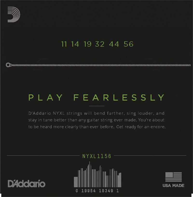 D'Addario NYXL1156 Cordes électriques enroulées en nickel – Dessus moyen/Bas extra lourd 11-56