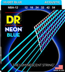 DR Strings NBA-12 NEON Blue Coated Acoustic Strings - Lite (12-54)