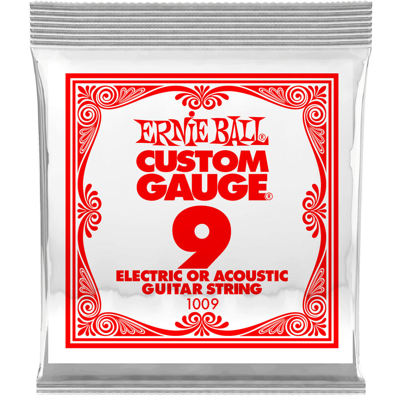 Ernie Ball 1009EB Plain Steel Electric or Acoustic Guitar Strings - 009P