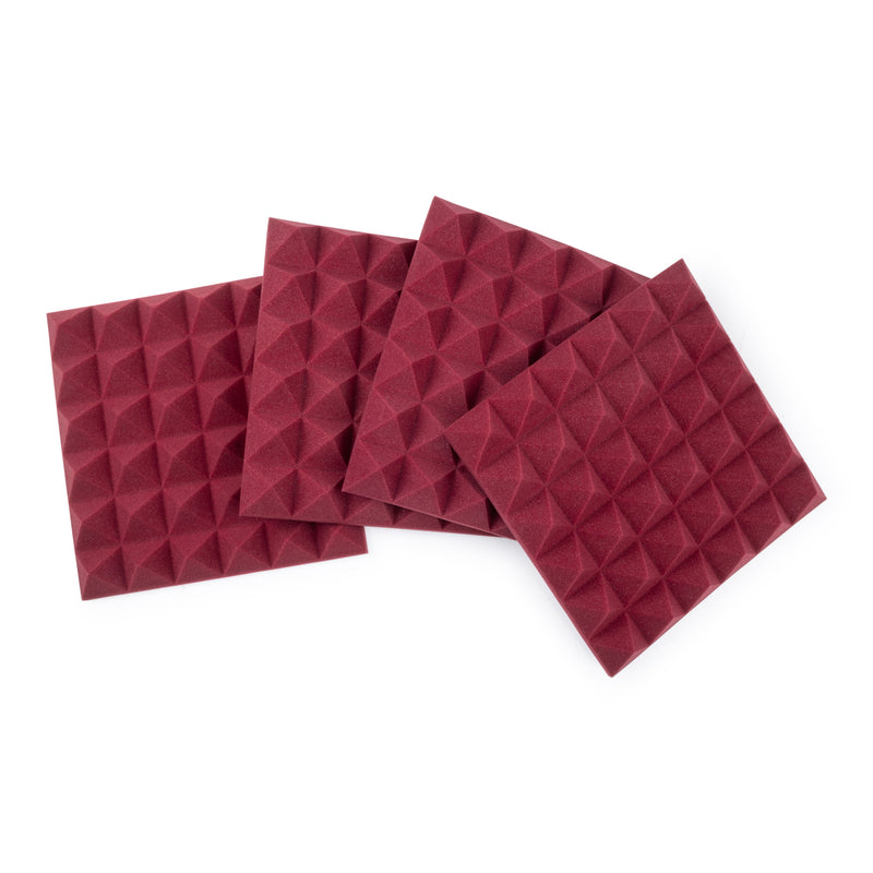 Gator Frameworks GFW-ACPNL1212PBDY-4PK 12X12 "Panneau pyramide acoustique - Bourgogne, 4 pack