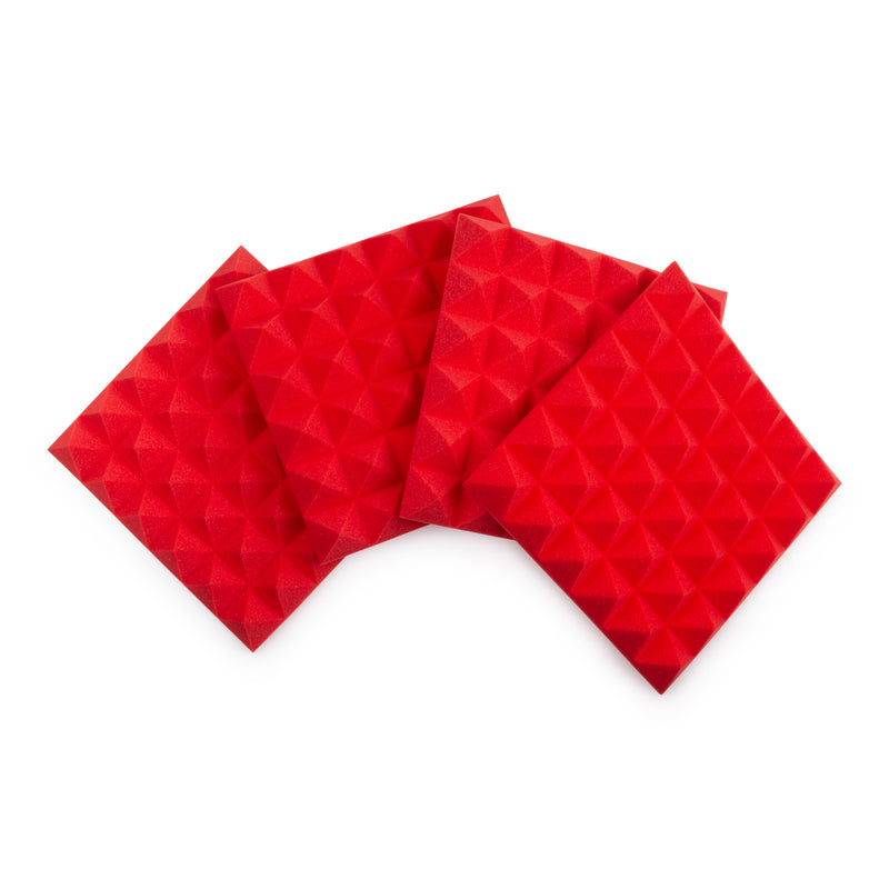 Gator Frameworks GFW-ACPNL1212PRED-4PK 12X12 "Panneau pyramide acoustique - rouge, 4 pack