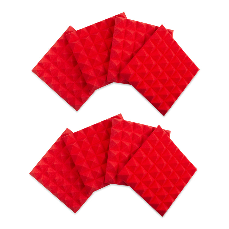 Gator Frameworks GFW-ACPNL1212PRED-8PK 12X12 "Panneau pyramide acoustique - rouge, 8 pack