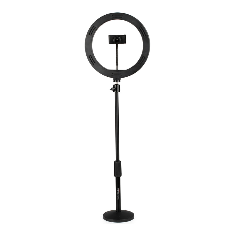 Gator Frameworks GFW-RINGLIGHTDSKTP Support de bureau rond avec anneau lumineux et support de téléphone