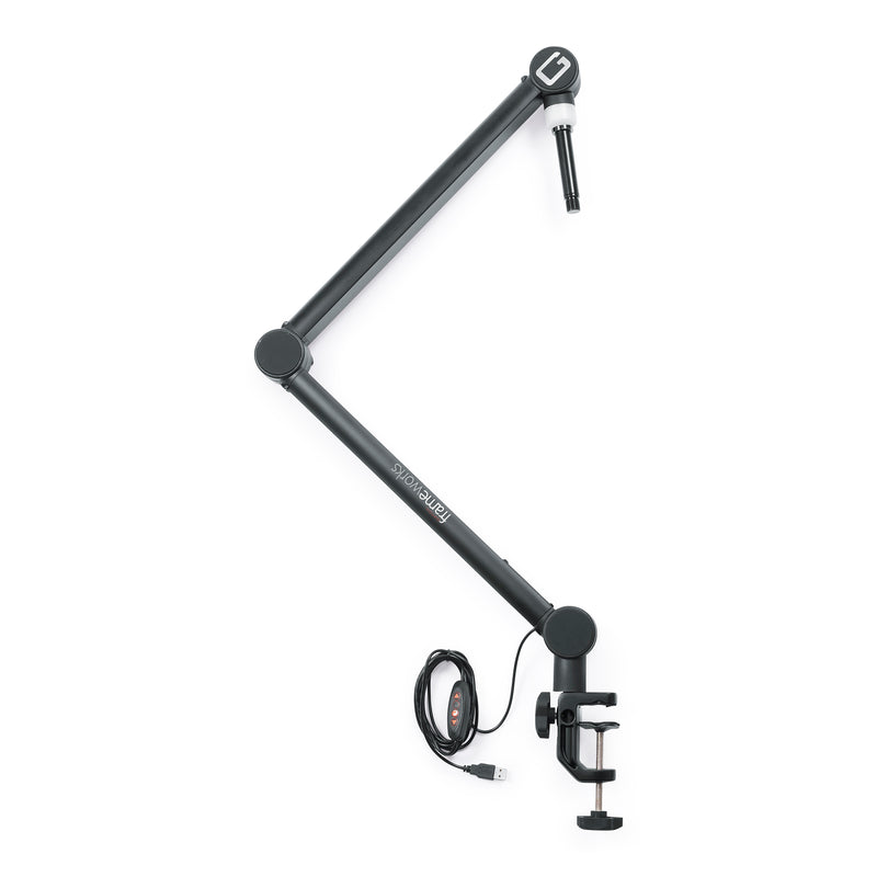 Gator Frameworks GFW-MIC-BCBM4000 Deluxe Desk Mounted Broadcast Stand w/ Boom & LED Light