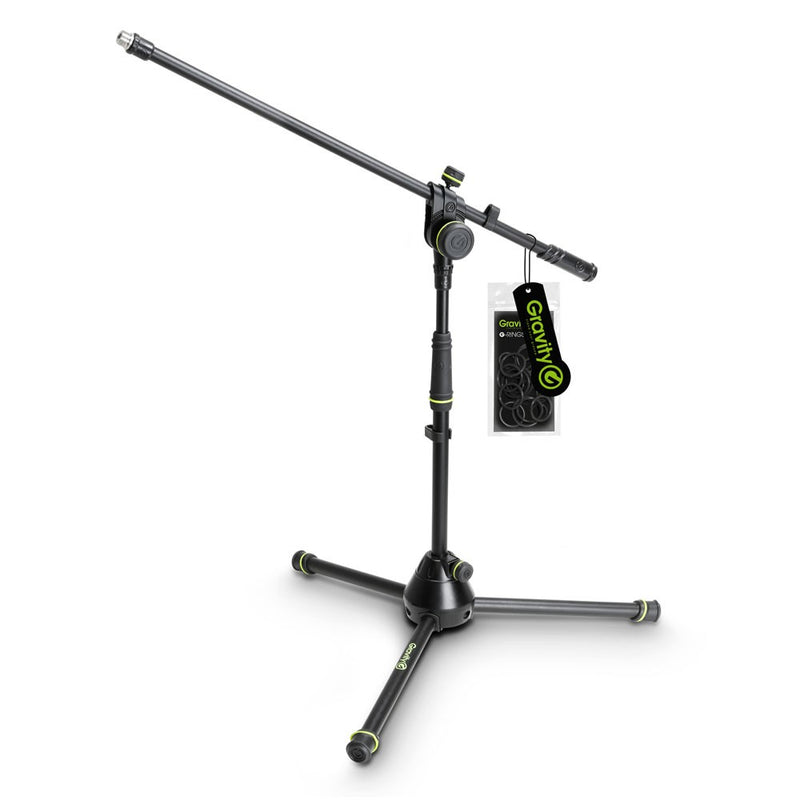 Gravity GR-GMS4221B Pied de microphone court avec base de trépied pliable et perche de réglage à 2 points