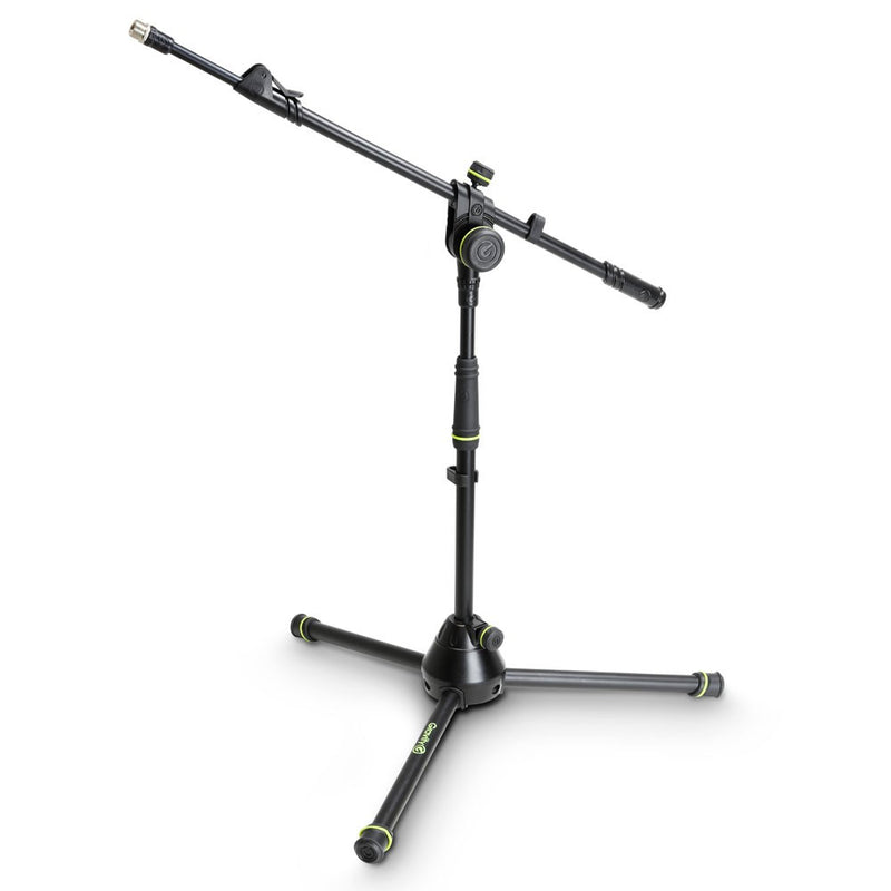 Gravity GR-GMS4222B Pied de microphone court avec base de trépied pliable et perche télescopique à réglage en 2 points