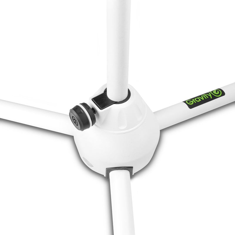 Gravity GR-GMS4322W Pied de microphone avec base de trépied pliable et perche télescopique à réglage en 2 points - Blanc