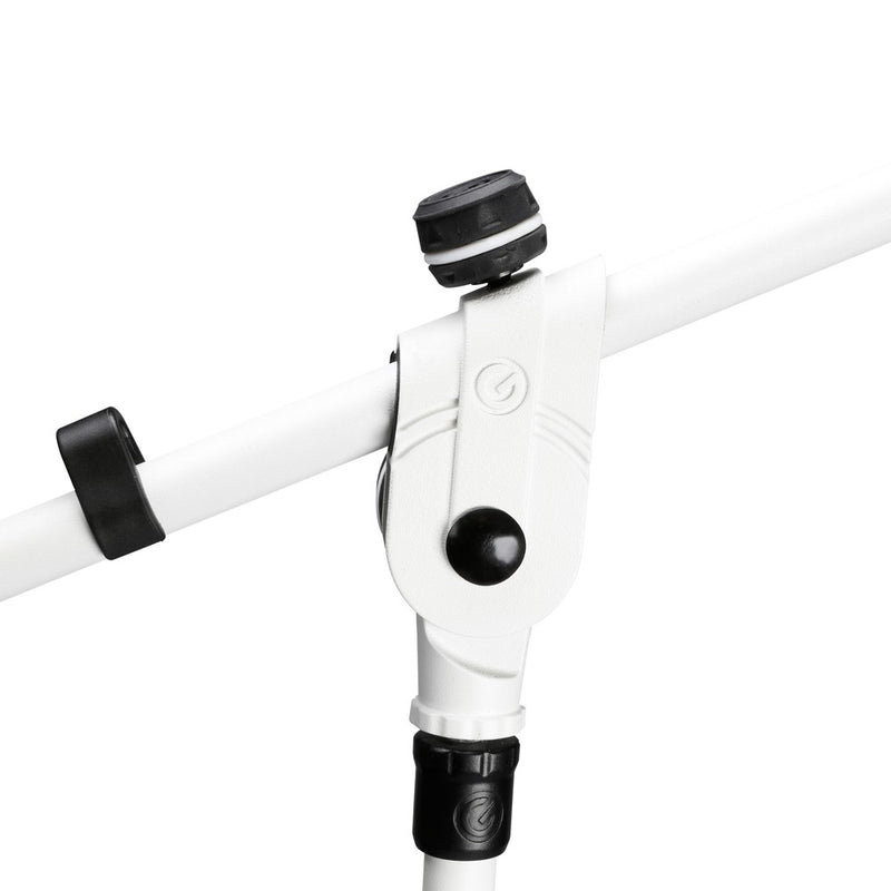 Gravity GR-GMS4322W Pied de microphone avec base de trépied pliable et perche télescopique à réglage en 2 points - Blanc