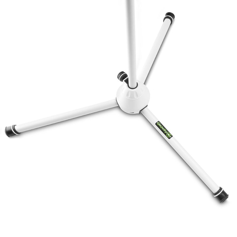 Gravity GR-GMS4322W Pied de microphone avec base de trépied pliable et perche télescopique à réglage en 2 points - Blanc