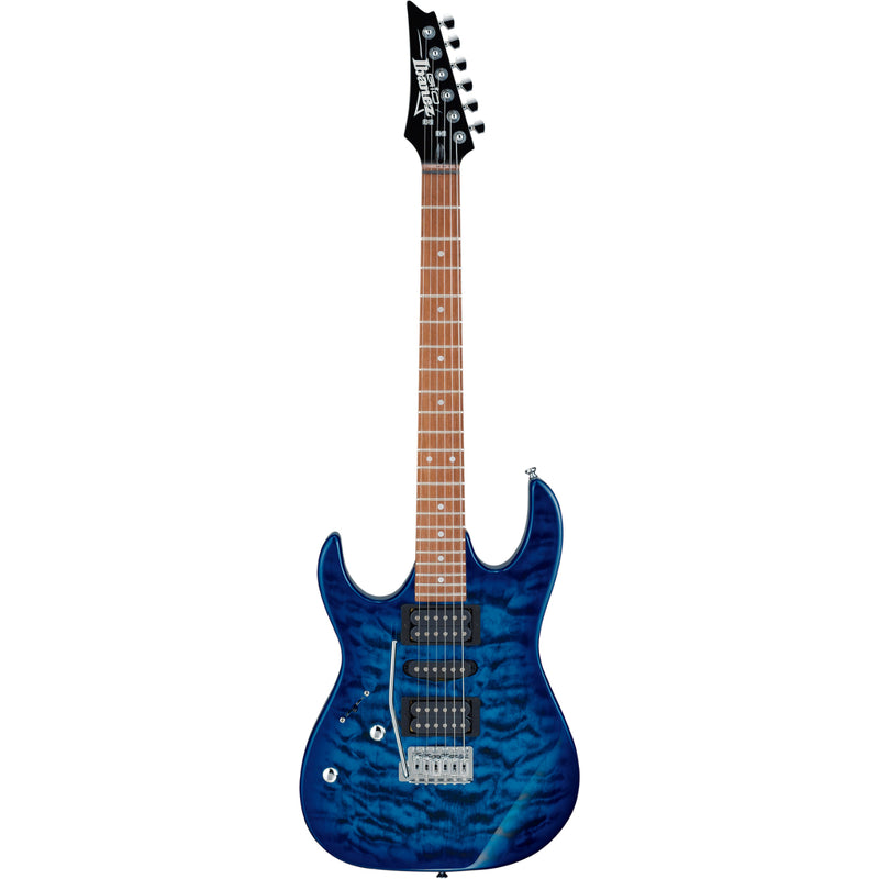 Ibanez GRX70QALTBB Gio Series Left-Handed Electric Guitar (Transparent Blue Burst)