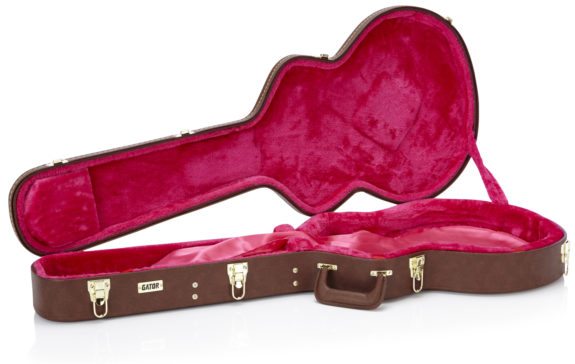 Gator GW-335-BROWN Deluxe Wood Series Étui en bois semi-creux pour guitare de luxe