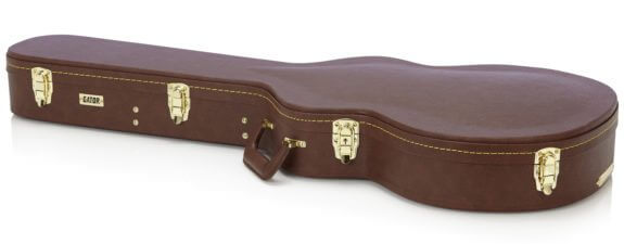 Gator GW-335-BROWN Deluxe Wood Series Étui en bois semi-creux pour guitare de luxe