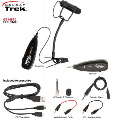 Micro à klaxon portable sans fil Galaxy Audio GT-INST-3
