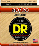 DR Handmade Strings HA-11 Hi-beam 80/20 Acoustic Guitar String - Custom Light (11-50)