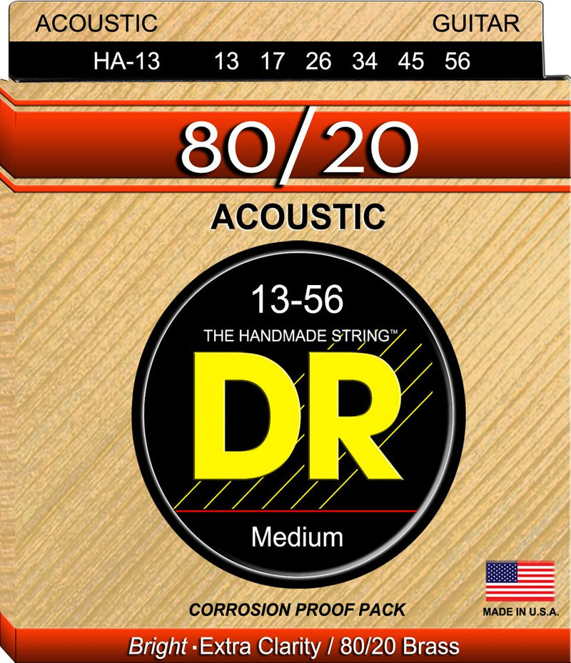 DR Handmade Strings HA-13 Hi-beam 80/20 Acoustic Guitar String - Medium (13-56)