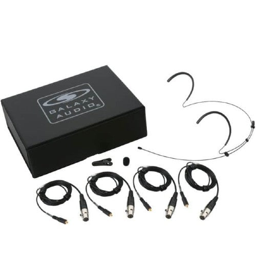 Galaxy Audio HSM8-OBK-4GAL Black Dual Ear Omni-Directional Headset Microphone with 4 Cables for Galaxy Audio