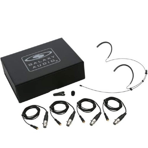 Galaxy Audio HSM8-OBK-4SHU Black Dual Ear Omni-Directional Headset Microphone with 4 Cables for Shure