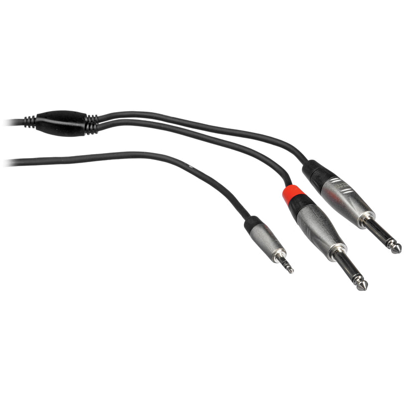 Hosa HMP-006Y REAN 3.5mm TRS to Dual 1/4" TS Pro Stereo Breakout Cable (6')
