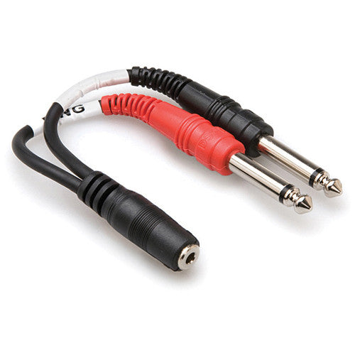Hosa YMP-434 Stereo Mini (3.5mm) Female to 2x 1/4" Mono Male Y-Cable - 6"
