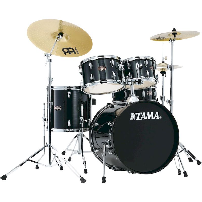 Tama IE50CHBK Imperialstar IE50C 5-piece Complete Drum Set with Snare Drum and Meinl Cymbals - Hairline Black