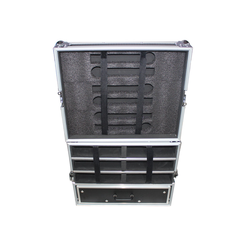 Étui pour microphone sans fil ProX XS-6WM3DR pour 6 unités + rangement portable avec tiroir