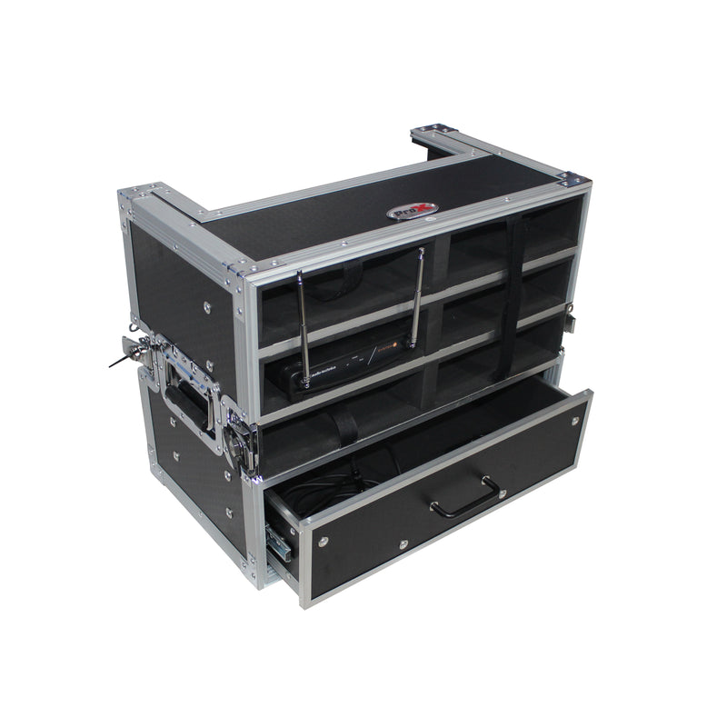 Étui pour microphone sans fil ProX XS-6WM3DR pour 6 unités + rangement portable avec tiroir