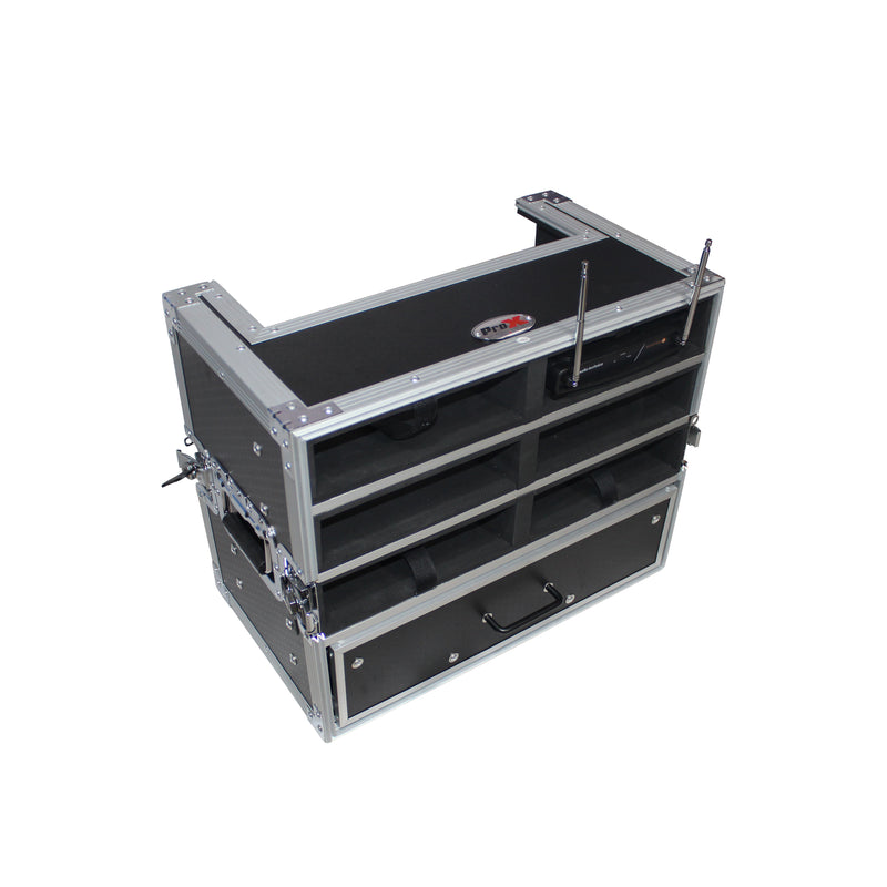 Étui pour microphone sans fil ProX XS-6WM3DR pour 6 unités + rangement portable avec tiroir