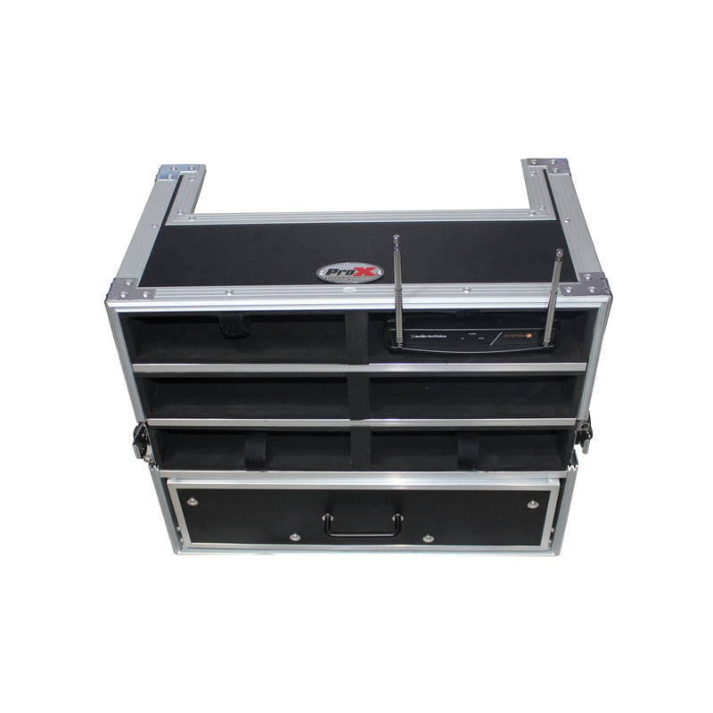 Étui pour microphone sans fil ProX XS-6WM3DR pour 6 unités + rangement portable avec tiroir