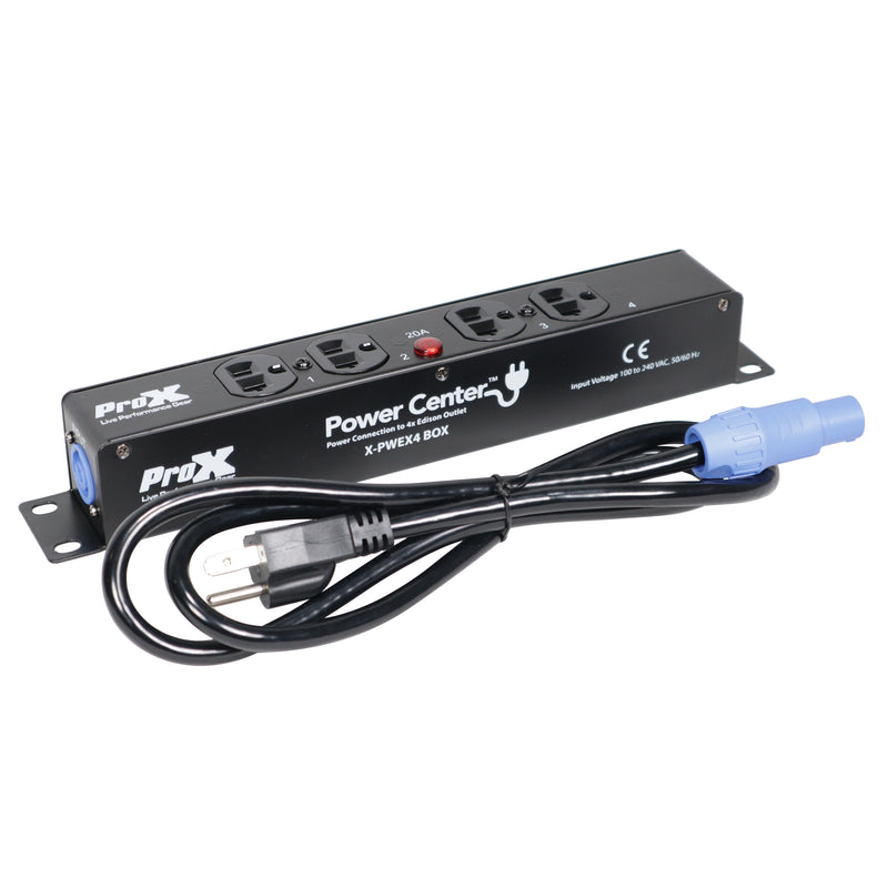 ProX X-PWEX4BOX Power Connector to 4-Way Edison Power Outlet