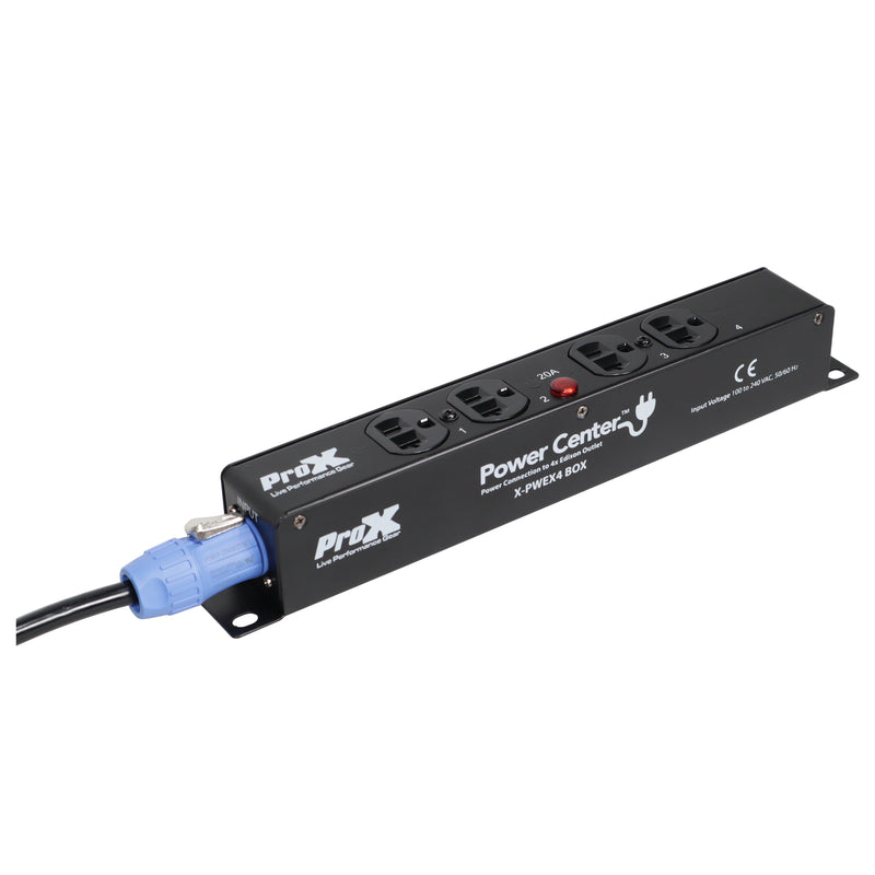 ProX X-PWEX4BOX Power Connector to 4-Way Edison Power Outlet