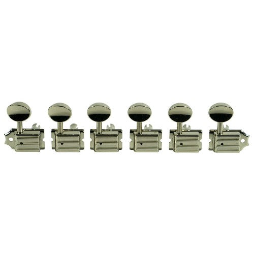 Kluson KD-6B-NMNL L6 Tuner Set Oval Metal Button - No Logo - Nickel