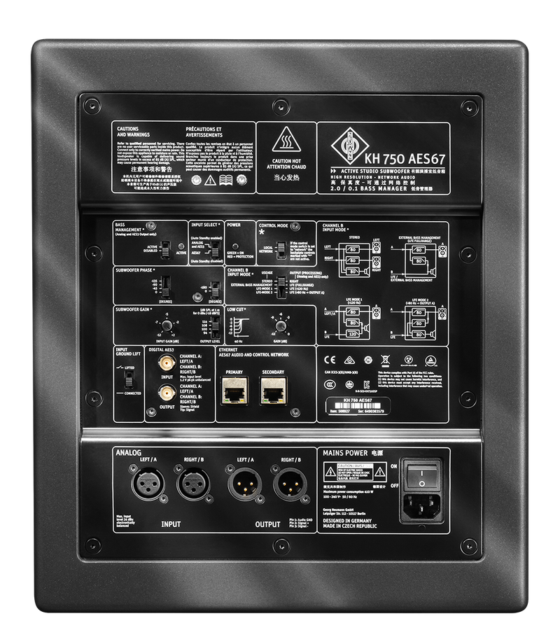 Caisson de basses studio Neumann KH 750 AES67 10"