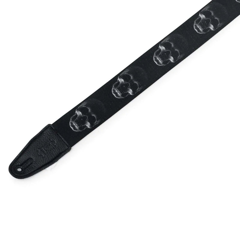 Levy's MPD2-112 Polyester Guitar Strap - 2" (Black & White Scanned Skull Motif)