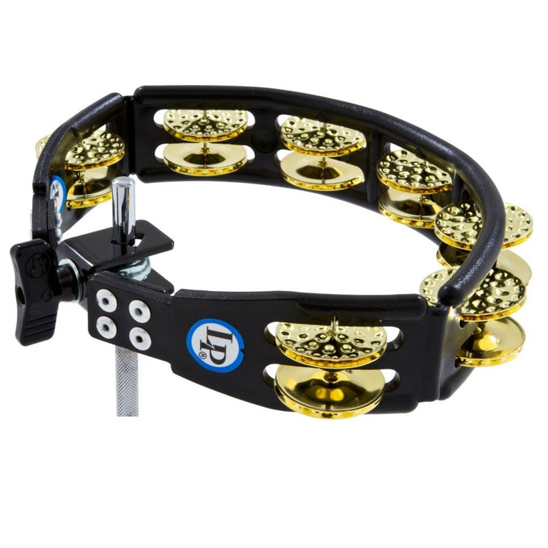 Latin Percussion LP179 Cyclops Mountable Tambourine w/ Dimpled Brass Jingles (Black)