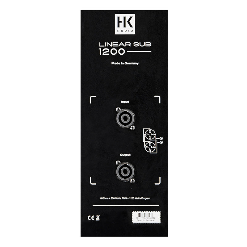 HK Audio LSUB-1200 L SUB 1200 Caisson de basses passif, puissance de crête 2400 W, impédance 8 Ohms, sensibilité 101 dB – 2 x 10"
