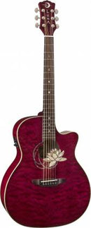 Luna FLO LOT QM Flora Lotus Acoustic/Electric Guitar (Transparent Shiraz)