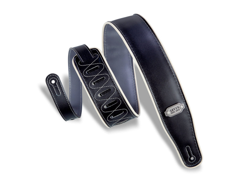 Levy's M26VCP-BLK_GRY Reversible Vinyl Guitar Strap - 2 3/4" (Black & Grey)