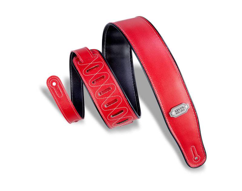 Levy's M26VP Reversible Vinyl Guitar Strap - 2 3/4" (Red & Black)