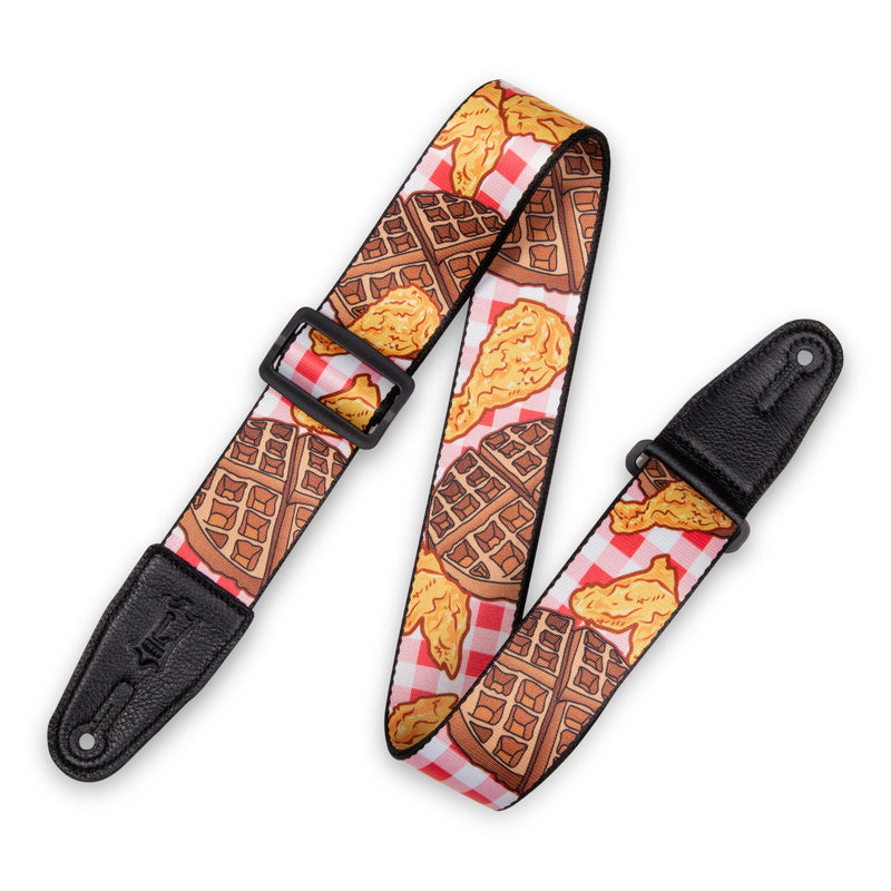 Levy's MPD2-118 Sangle de guitare en polyester – 5,1 cm (motif poulet et gaufres)