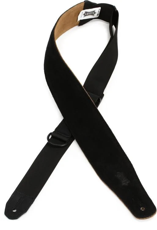 Levy's MRHSP Suede Right Height Guitar Strap - 2.5" (Black)