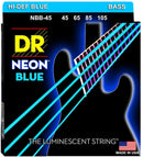 DR Handmade Strings NBB-45 Neon Blue Coated Electric Bass Strings - Medium (45-105)