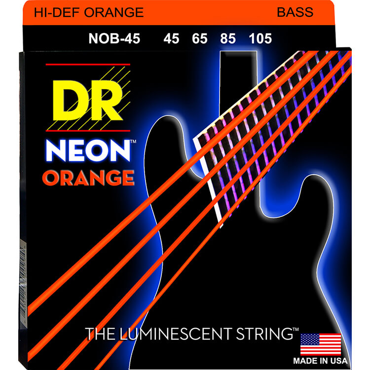 DR Handmade Strings NOB-45 Neon Orange Coated Bass Strings - Medium (45-105)