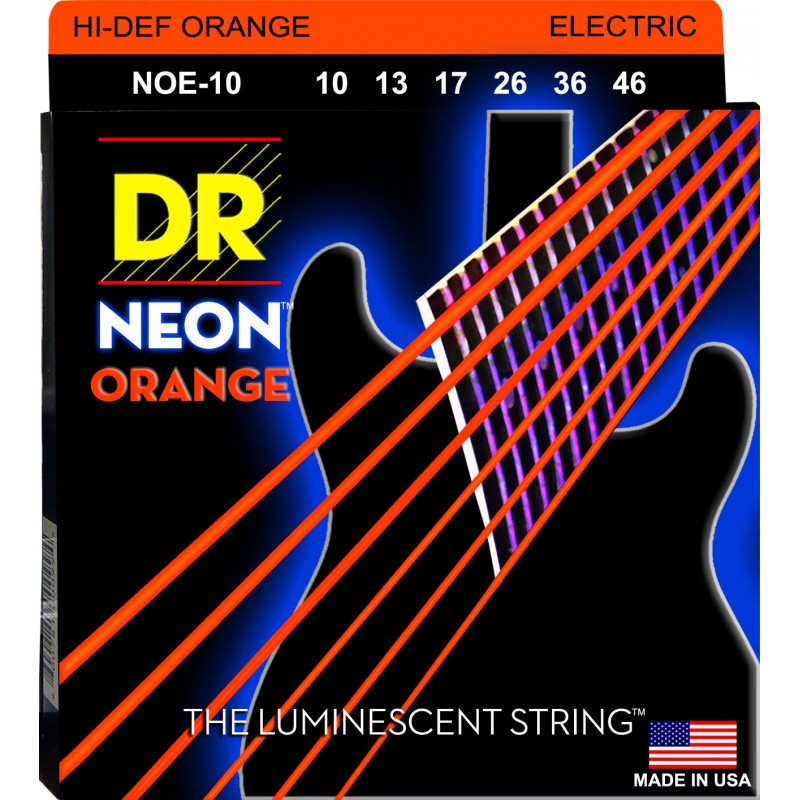 DR Handmade Strings NOE-10 Neon Orange Coated Electric Guitar Strings - Medium (10-46)