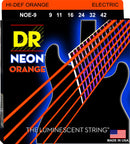 DR Handmade Strings NOE-9 Neon Orange Coated Electric Guitar Strings - Light (9-42)