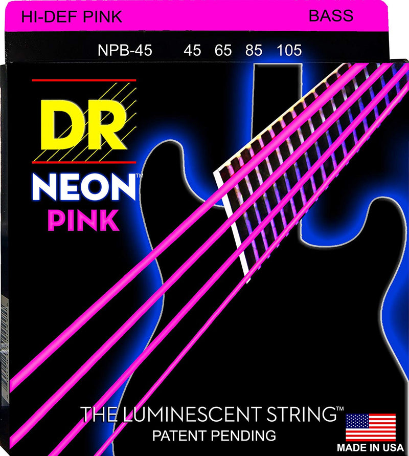 DR Handmade Strings NPB-45 Neon Pink Coated Bass Strings - Medium (45-105)