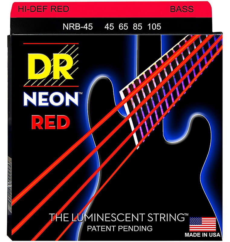 DR Handmade Strings NRB-45 Cordes de basse rouge fluo – Medium (45-105)