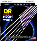 DR Handmade Strings NWA-12 Neon White Coated Acoustic Guitar Strings - Light (12-54)