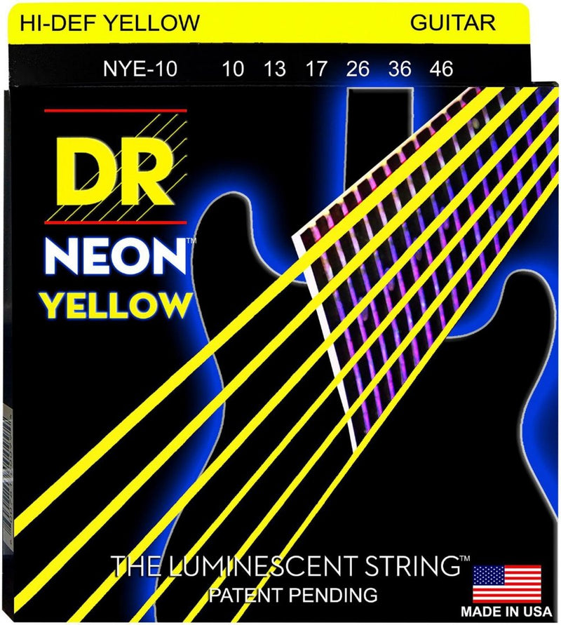 DR Handmade Strings NYE-10 Neon Yellow Coated Electric Guitar Strings - Medium (10-46)